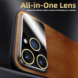 Luxury Shockproof PU Leather Phone Case For iPhone 15 14 13 12 11 Pro Max Glass Lens Protection Magnetic Magsafe Funda Cover