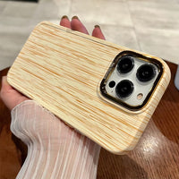 Luxury Shockproof Lens Protection Wooden Texture Frame Retro Case For iPhone 14 13 12 series