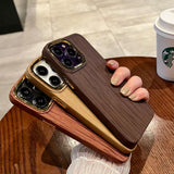 Luxury Shockproof Lens Protection Wooden Texture Frame Retro Case For iPhone 14 13 12 series