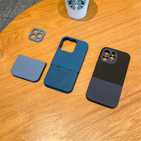 Color Block Lens Protector Silicone Case for iPhone 14 13 12 series