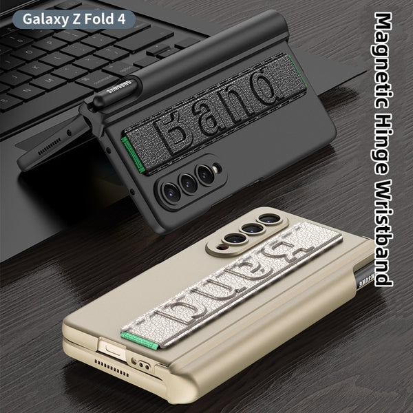 Luxury Wristband Case with Magnetic Hinge Kickstand for Samsung Galaxy Fold 4