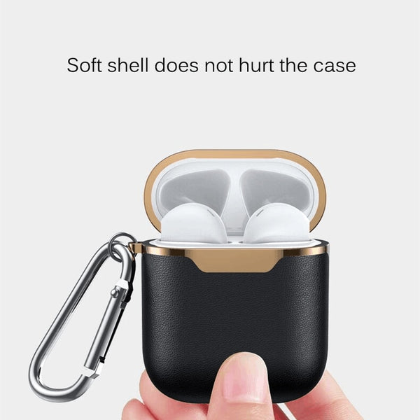 Luxury AirPods Case Leather Protective Cover For Apple AirPod PRO with  Carabiner