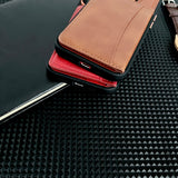 Luxury Leather Magnetic Slot Card Holder Magsafe Wireless Charging Case For iPhone 14 13 12 series
