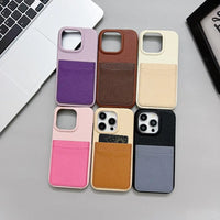 Contrast Color Premium PU Leather Card Holder Wallet Case For iPhone 15 14 13 12 series