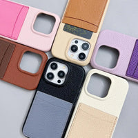 Contrast Color Premium PU Leather Card Holder Wallet Case For iPhone 15 14 13 12 series
