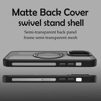 Magnetic 360° Rotating Stand Lens Ring Frosted Case For iPhone 15 14 13 12 series