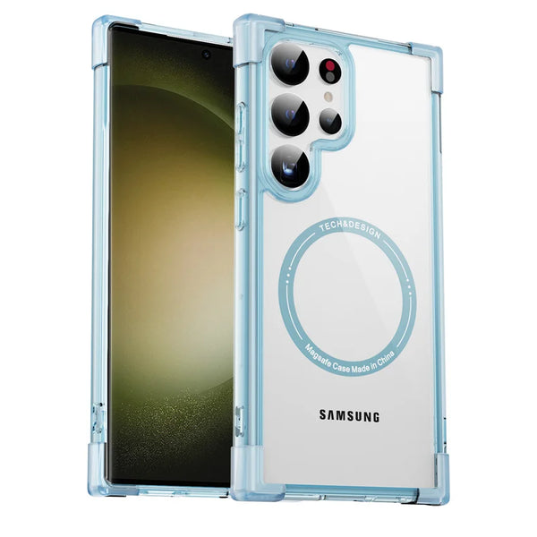Anti-Fingerprints Magnetic Clear Shockproof Case For Samsung Galaxy S24 S23 S22 S21 series