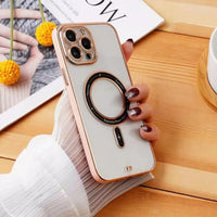 Magnetic Electroplating Plating Lens Protection Frosted Case For iPhone 14 13 12 series