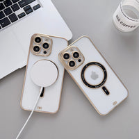 Magnetic Electroplating Plating Lens Protection Frosted Case For iPhone 14 13 12 series