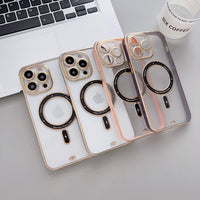 Magnetic Electroplating Plating Lens Protection Frosted Case For iPhone 14 13 12 series