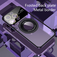 Magnetic Metal Glass Lens Large Window Wireless Charging Magsafe Case For iPhone 14 13 12 series