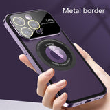 Magnetic Metal Glass Lens Large Window Wireless Charging Magsafe Case For iPhone 14 13 12 series