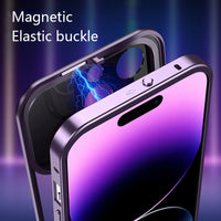 Magnetic Metal Glass Lens Large Window Wireless Charging Magsafe Case For iPhone 14 13 12 series