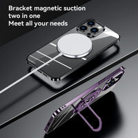 Magnetic Ring Holder Electroplated Frame Transparent Case For iPhone 14 13 12 series