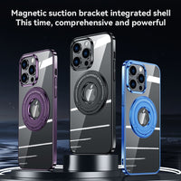 Magnetic Ring Holder Electroplated Frame Transparent Case For iPhone 14 13 12 series