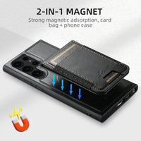 Magnetic Magsafe Leather Wallet Card Slots Kickstand Case For Samsung S24 S23 S22 Ultra Plus