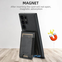 Magnetic Magsafe Leather Wallet Card Slots Kickstand Case For Samsung S24 S23 S22 Ultra Plus