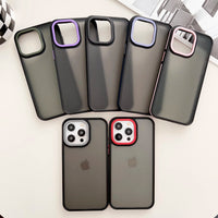 Color Frame Lens Protection Shockproof Frosted Matte Case For iPhone 15 14 13 12 series