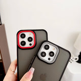 Color Frame Lens Protection Shockproof Frosted Matte Case For iPhone 15 14 13 12 series