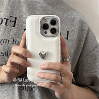 Lovely Heart Pattern Matte Soft Case For iPhone 15 14 13 12 series