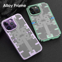Mechanical Gear Luxury Alloy Metal Frame Frosted Shockproof Anti-Fingerprint Case For iPhone 14 13 12 series