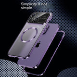 Metal Aluminum Alloy Magsafe Magnetic Adsorption 360°Full Screen Lens HD Glass Case For iPhone 14 13 12 series