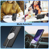 Metal Car Holder Full Screen Camera Protection Rotate Kickstand Charging Magsafe Case For Samsung Galaxy S23 S22 Ultra