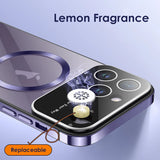 Metal Frame Full Lens Protection Magnetic Aromatherapy Transparent Case For iPhone 15 14 13 series