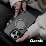 Metal Lens Ring Camera Glass Protection Phone Case With Magnetic Magsafe Rotating Stand For iPhone 15 14 13 12 series