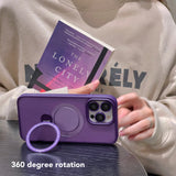 Metal Lens Ring Camera Glass Protection Phone Case With Magnetic Magsafe Rotating Stand For iPhone 15 14 13 12 series