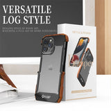 Metal Iron Wood Border Case For iPhone 14 13 12 series