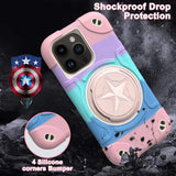 Military Airbag Foldable Bracket Holder Shockproof Armor Case for iPhone 15 14 series