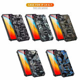 Military Camouflage Armor Shockproof Case With Hidden Kickstand For iPhone 15 14 13 12 series