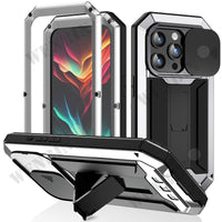 Built-in Kickstand Slide Camera Military Full-Body Rugged Case For iPhone 15 14 13 series