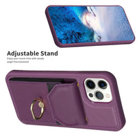 Multi Cards Slot Ring Holder Leather Wallet Case For iPhone 15 14 13 12 series