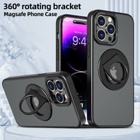 360° Rotating Stand Translucent Matte Magnetic Magsafe Holder Case For iPhone 15 14 13 12 series