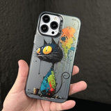 Graffiti Painted Cartoon Animal Soft Silicone Case for iPhone 14 13 12 series