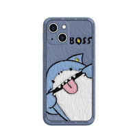 Funny Boss Cute Shark Case For iPhone 14 13 12 series