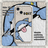 Funny Boss Cute Shark Case For iPhone 14 13 12 series