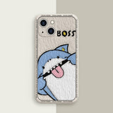 Funny Boss Cute Shark Case For iPhone 14 13 12 series