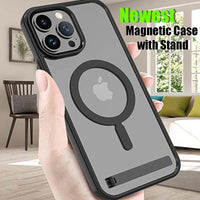 Magnetic Shockproof Case With Metal Kickstand For iPhone 14 13 12 series