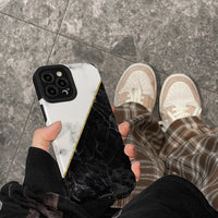 Black & White Marbling TPU Silicone Shockproof Case For iPhone 14 13 12 series