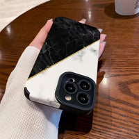 Black & White Marbling TPU Silicone Shockproof Case For iPhone 14 13 12 series