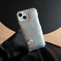 Silver Leather Bubble Case for iPhone 14 13 12 series