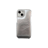 Silver Leather Bubble Case for iPhone 14 13 12 series