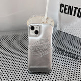 Silver Leather Bubble Case for iPhone 14 13 12 series