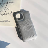 Silver Leather Bubble Case for iPhone 14 13 12 series