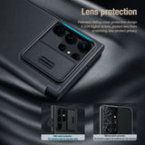Leather Case with Slide Camera Cover for Samsung Galaxy S23 Ultra Plus
