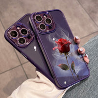 Smoking Rose Diamond Lens Protection Case For iPhone 14 13 12 series