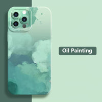 Oil Painting Flower Shockproof Matte Soft Silicone Case For iPhone 14 13 12 series